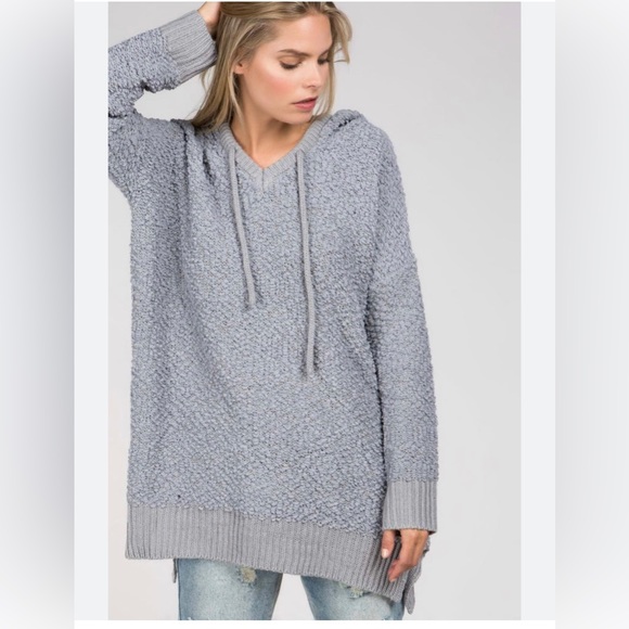 GreenTea Sweaters Green Tea Womens Popcorn Hooded Pullover Sweater